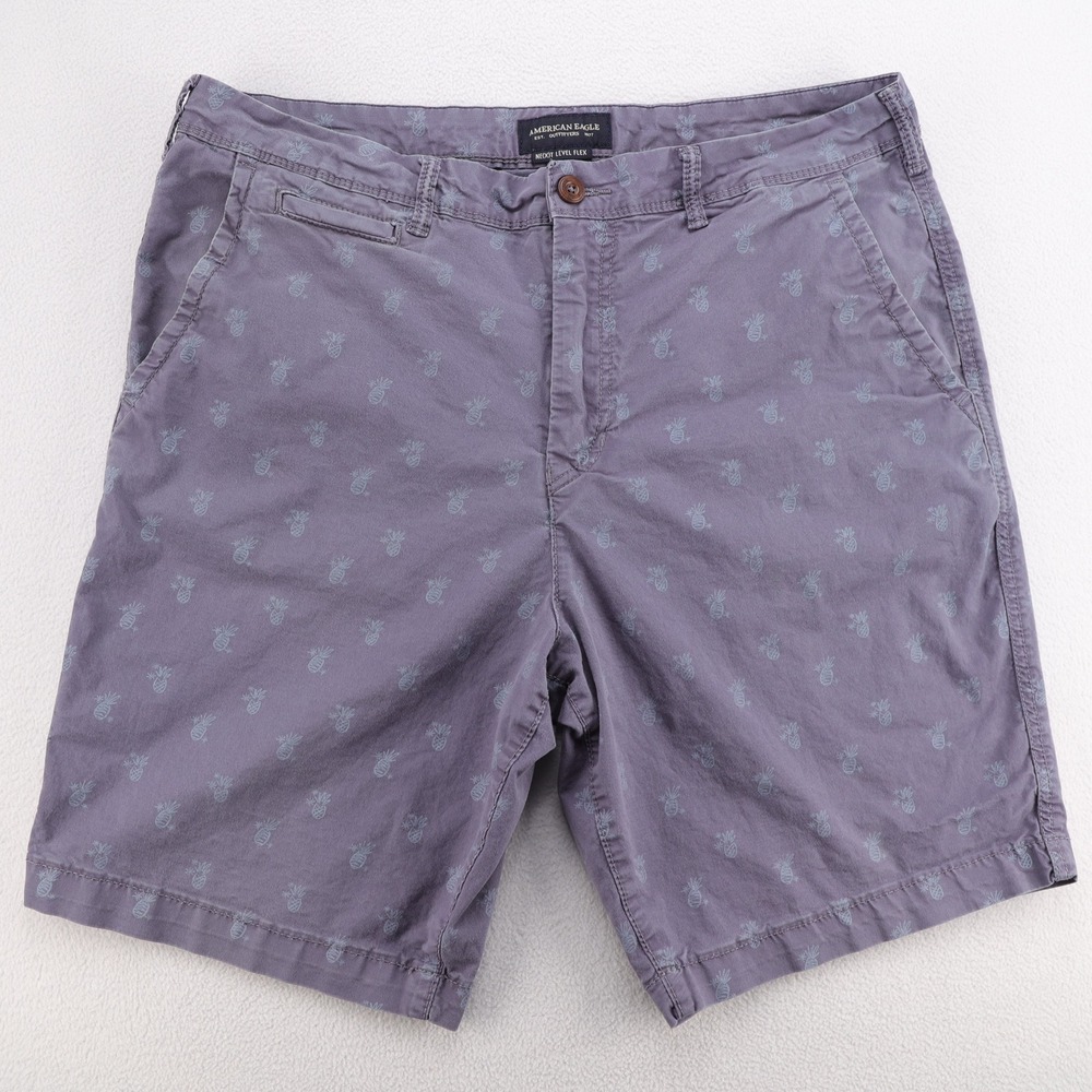 American‎ Eagle Mens Pineapple Print Classic Shorts Purple Ne(x)t Level Flex 36